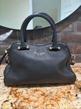 kate spade Black Pebbled Leather Satchel with Gold Hardware